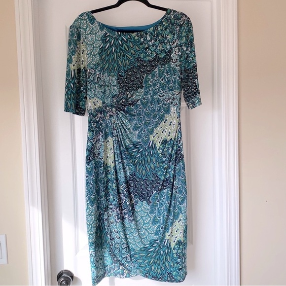 connected apparel Dresses & Skirts - Connected Apparel - Faux Wrap‎ Dress - Green Pattern - Size 12 - EUC